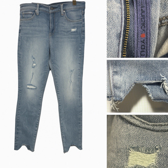 Lucky Brand Bridgette Woman SZ 8/29 Distressed Shark Bite Raw Hem Skinny Jeans - Picture 3 of 16